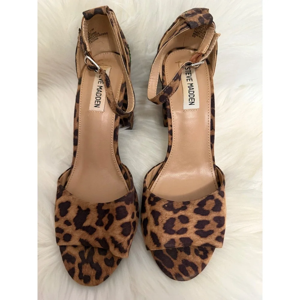Steve Madden - Leopard Print Heels with Appliques Tattoo Rockabilly Style 7.5 - Picture 4 of 9
